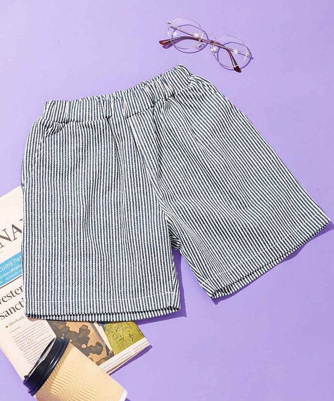 日本 devirock - 夏日印花純棉寬版短褲-BUZZ-黑