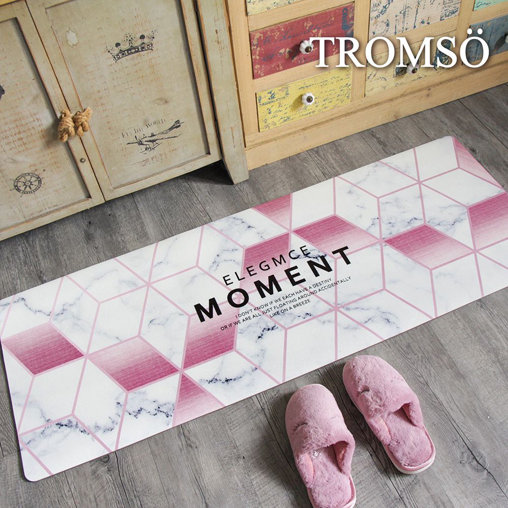TROMSO - 廚房防油皮革地墊-粉嫩金大理石-120x45公分