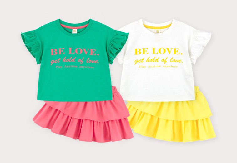 韓國 HEJMINI - 荷葉袖Be Love蛋糕裙套裝-白