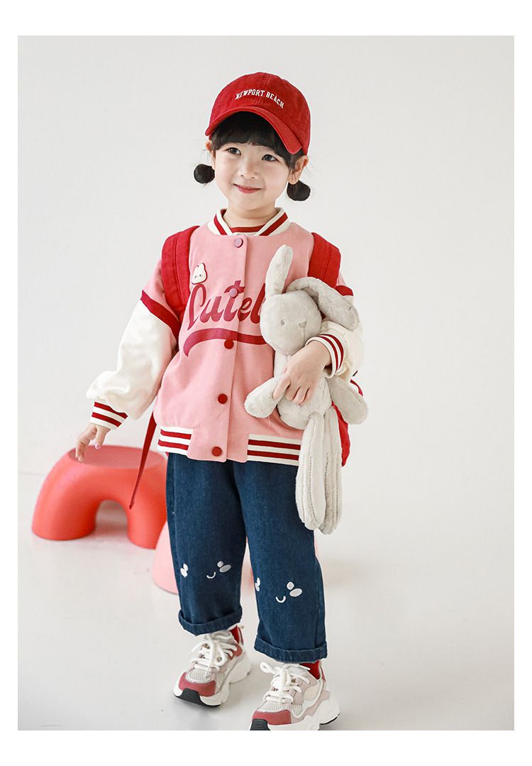 運動風棒球拼色外套-Cutely-粉色