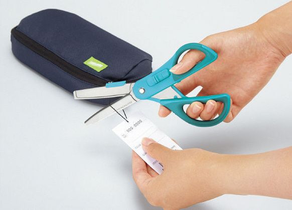 日本文具 KOKUYO - 2WAY附開箱刀片機能剪刀-藍