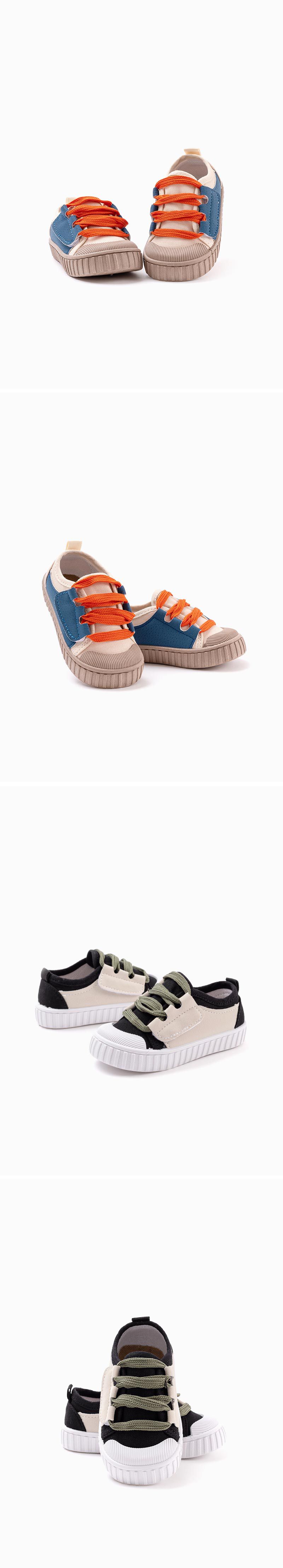 韓國 OZKIZ - 裝飾鞋帶魔鬼氈餅乾鞋-黑