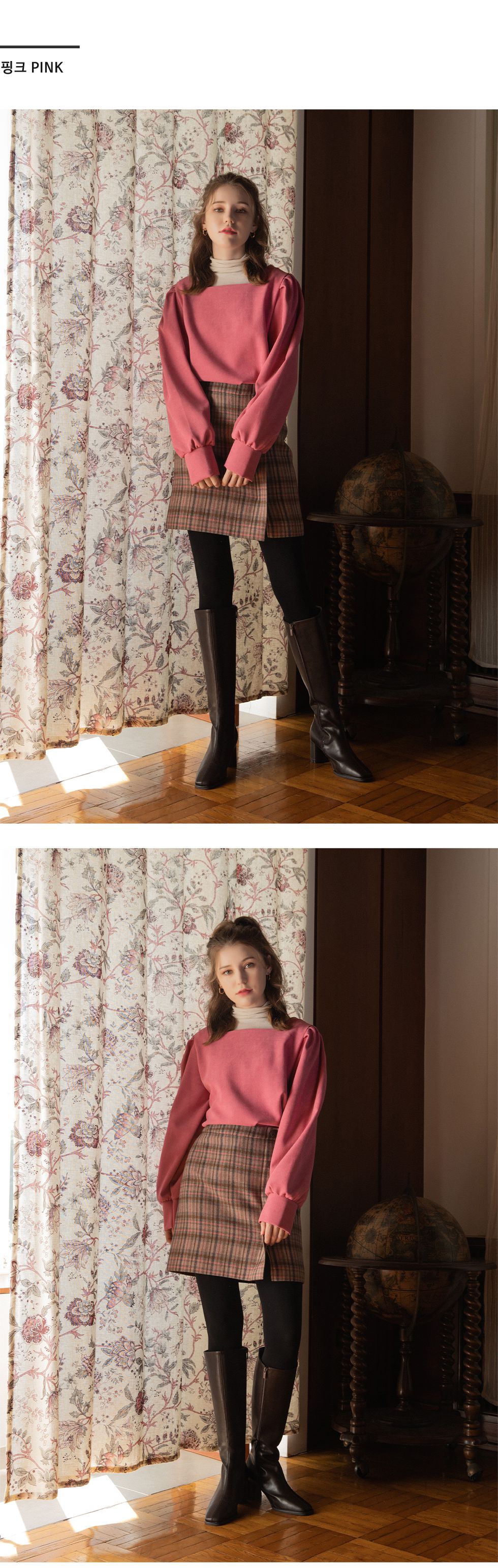 韓國 SOUP - ㄩ字嶺泡泡袖上衣-黑 (Free)