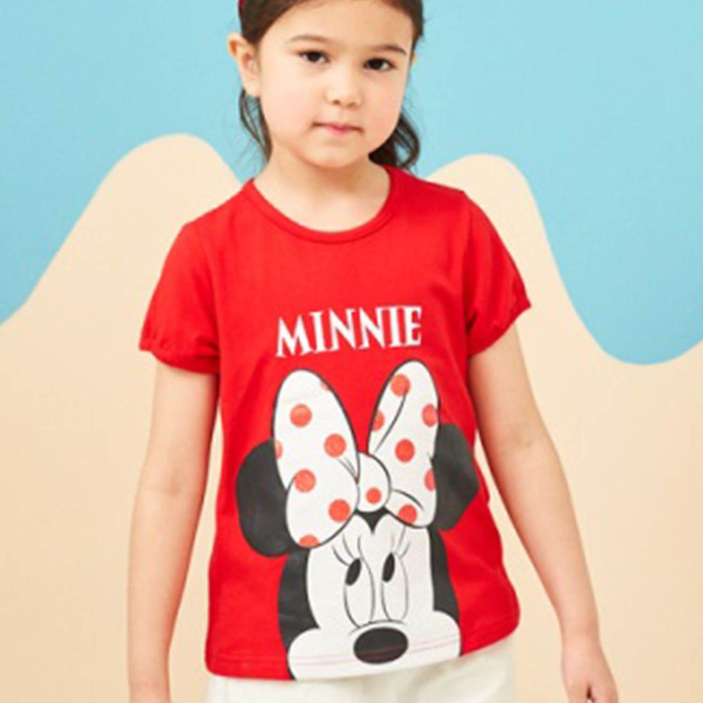 麗嬰房 Disney - 米妮系列閃亮女孩圓領上衣-紅色