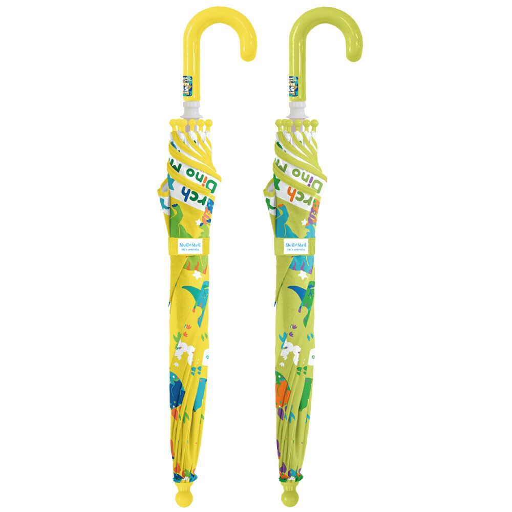 日本中谷 - 透明窗設計兒童雨傘/直傘-恐龍來啦-檸檬黃 (45cm(身高105-115cm))