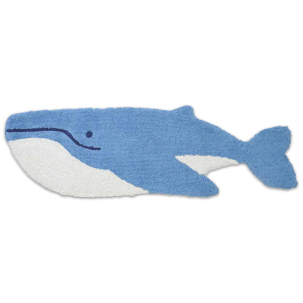 日本代購 - 動物造型長型腳踏墊-鯨魚-水藍 (約35x120cm)