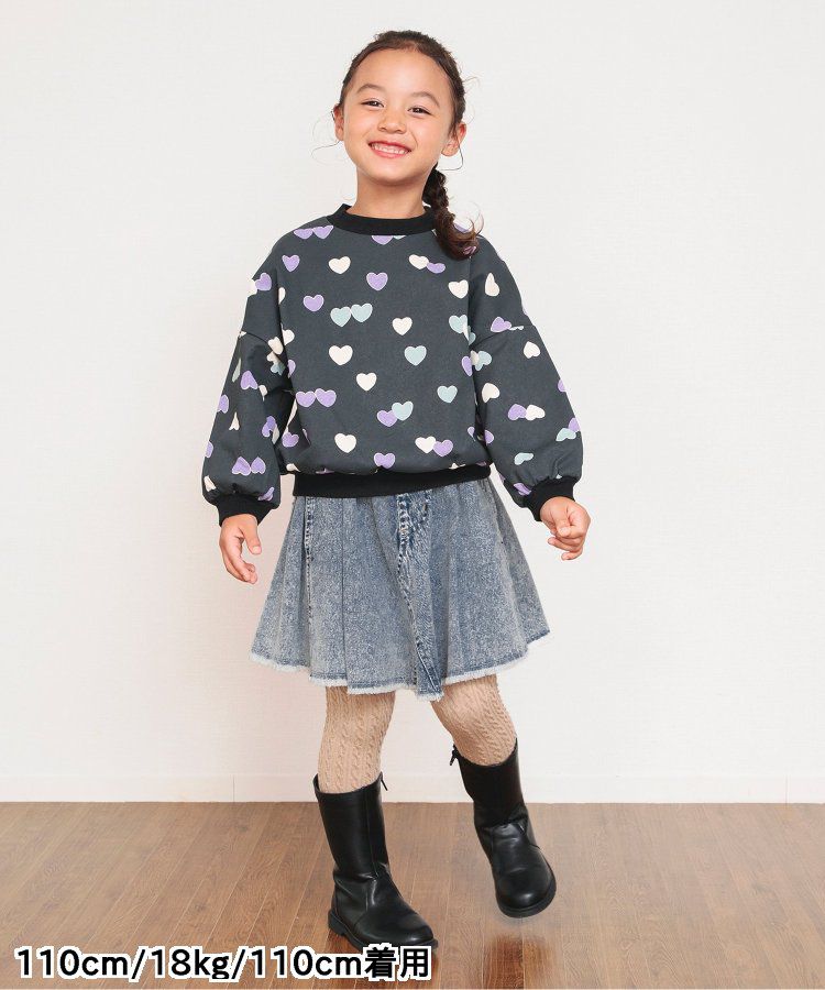 日本 BREEZE - 刷色拼接風及膝牛仔裙-丹寧藍