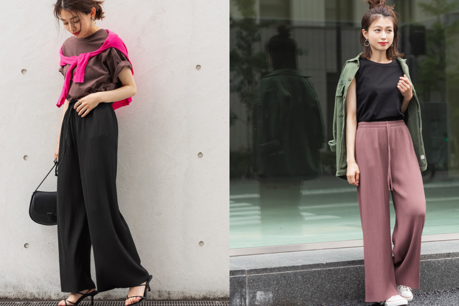 日本 COCA - [熱銷定番] 速乾垂墜彈性風琴寬褲-四季小孩款-咖啡