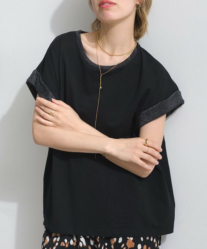 日本 le colis - 光澤滾邊舒適休閒法式袖上衣-白