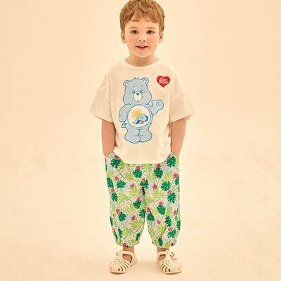 韓國 Care Bears - 聯名款大熊短袖上衣X縮口長褲套裝-太陽雲彩熊