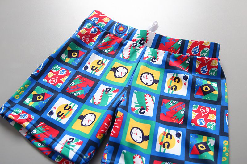 男寶長袖泳裝套裝(附帽子)-快樂恐龍-紅+白+藍