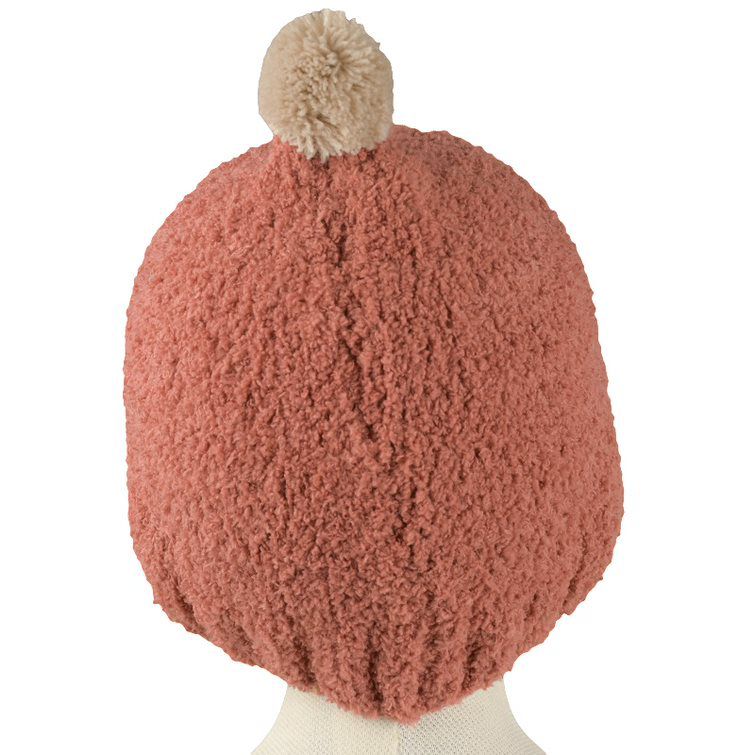 akachan honpo - 毛茸茸毛球針織帽-紅色