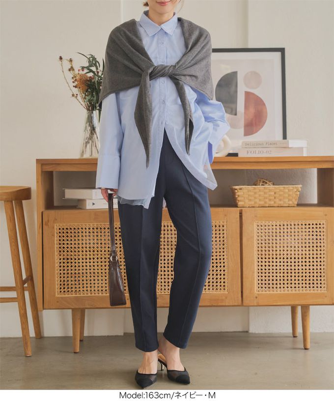 日本 Kobe Lettuce - 美腳中線 時尚感錐形長褲-(可選長度)-黑