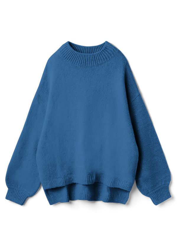 日本 GRL - 微立領顯瘦落肩針織毛衣-象牙杏 (F)