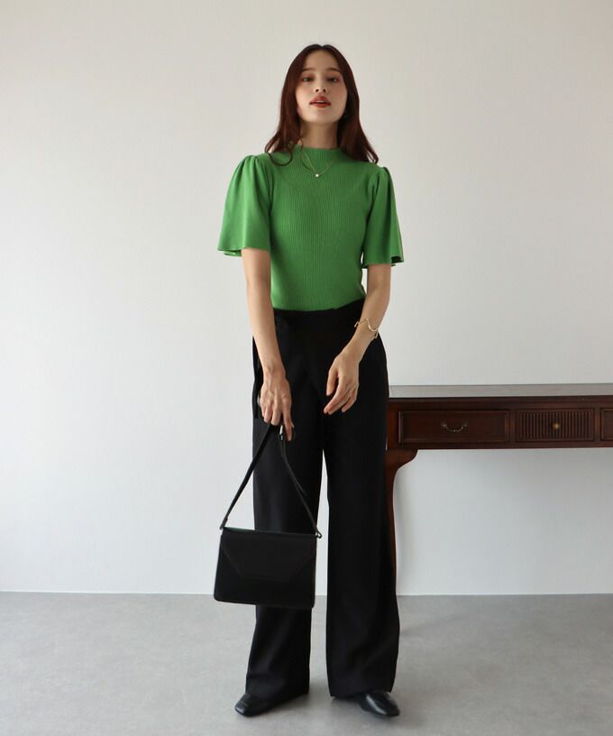 日本 BLUE EAST - 氣質羅紋針織上衣-綠