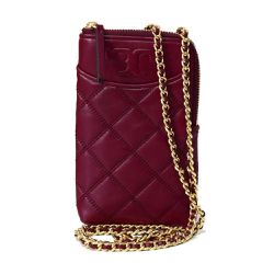 TORY BURCH - 絎縫手機鍊包 (酒紅色)