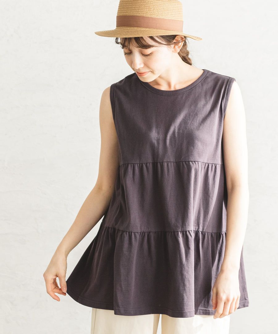 日本 PAIRMANON - 蛋糕層次無袖長版上衣(媽媽)-薄荷 (FREE)