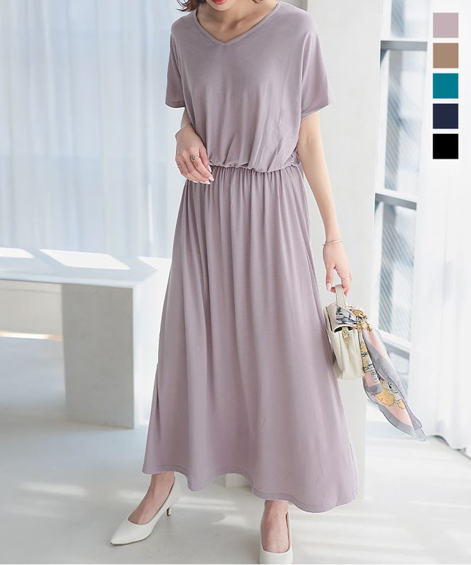 日本 Kobe Lettuce - 超藏肉！前後2way領百搭洋裝(袖形可選)-黑