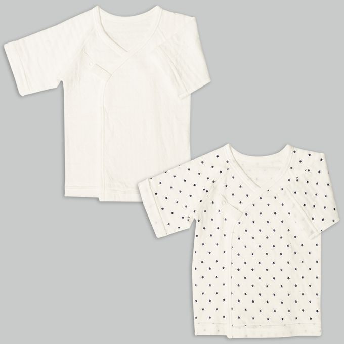 akachan honpo - 長袖新生兒內衣4件組-按扣款 保暖鋪棉-深藍色 (50~60cm)