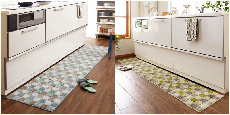 日本千趣會 - mini labo 去泥污腳踏墊-法蘭西花朵-藍綠