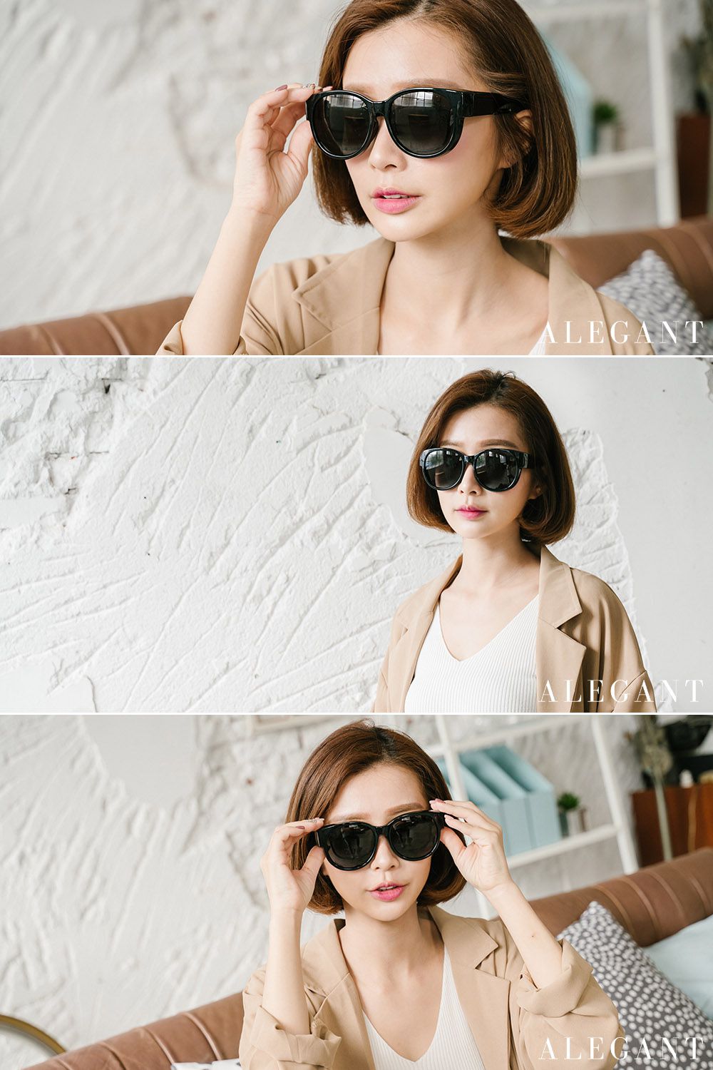 ALEGANT - 時尚象灰色圓框全罩式偏光墨鏡│外掛式UV400太陽眼鏡包覆套鏡│車用太陽眼鏡│近視可戴外掛寶麗來墨鏡