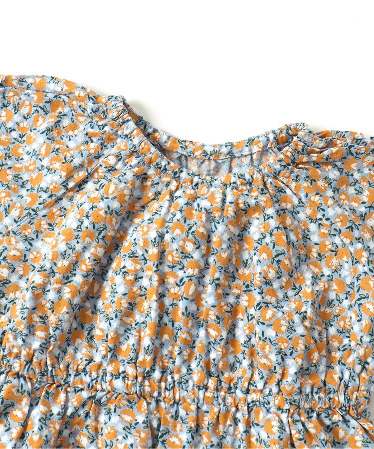 日本 apres les cours - 袖緞帶滿版印花束腰洋裝-格紋-黑白