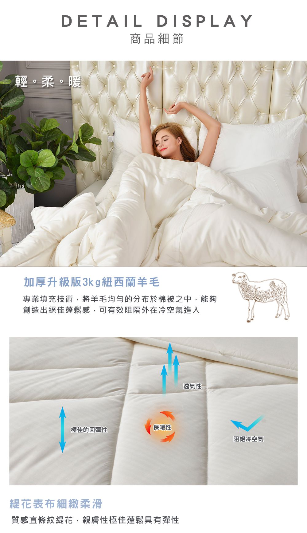 格蕾寢飾 Great Living - 義大利La Belle《100%紐西蘭羊毛緹花暖冬被》 (雙人)