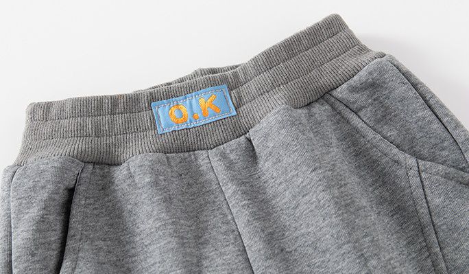 WELLKIDS - 加絨保暖束口長褲-OK小標籤-灰色