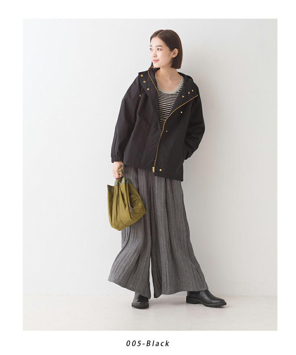 日本 OMNES - [撥水加工] 輕量連帽風衣外套-摩卡棕