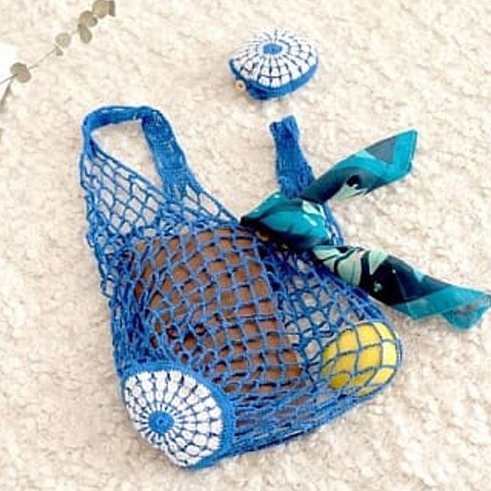 仁舟淨塑 - 貝殼棉網包-深海藍