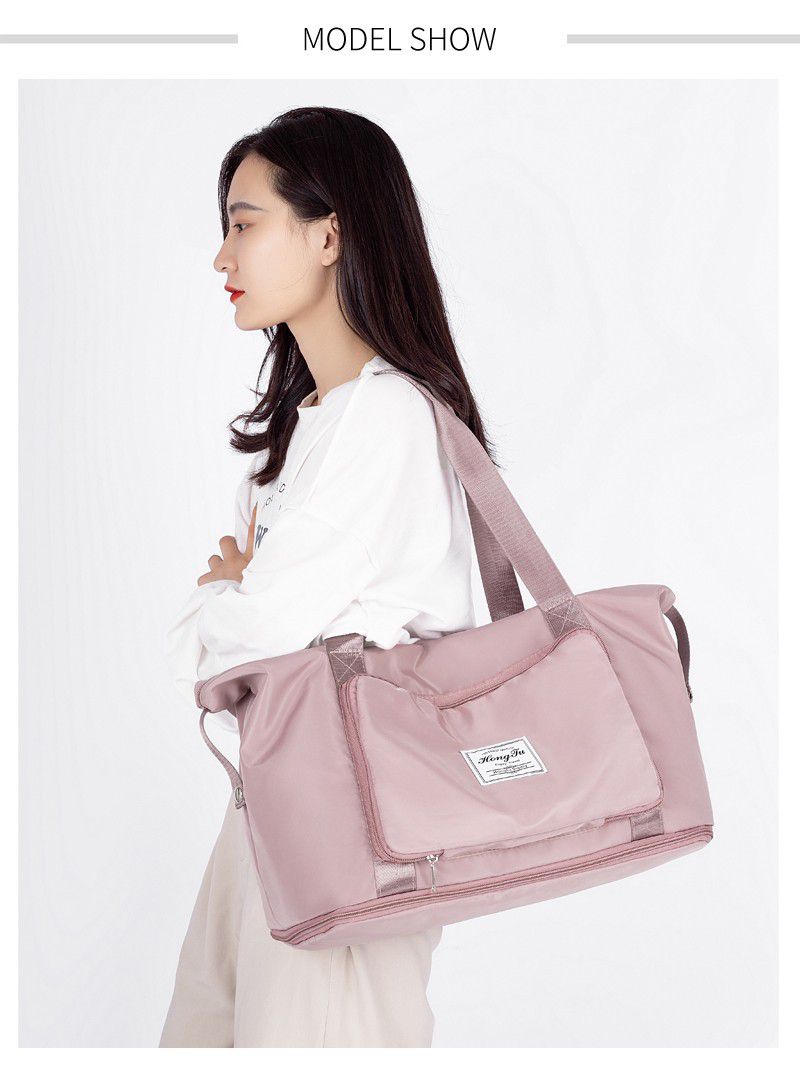 防水乾濕分離可折疊可加大旅行包/運動包-可擴增12cm-果綠色 ((32+12)x41x21cm)