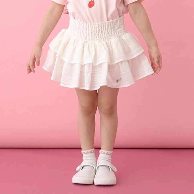 日本 Lycee mine - 澎澎荷葉邊皺褶褲裙-白