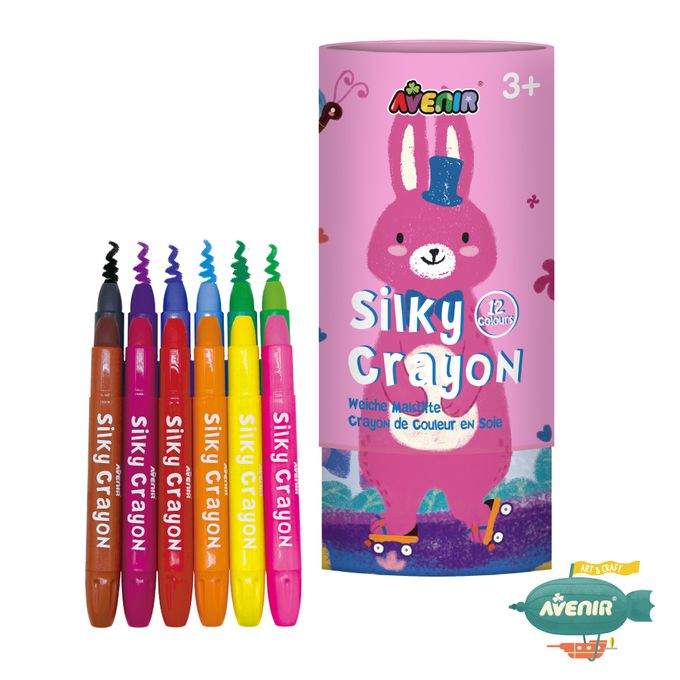 德國 Avenir Kids 艾維尼 - AK-A 畫筆類-絲滑可水洗蠟筆-我的絲滑可水洗蠟筆, 12 色粉紅兔