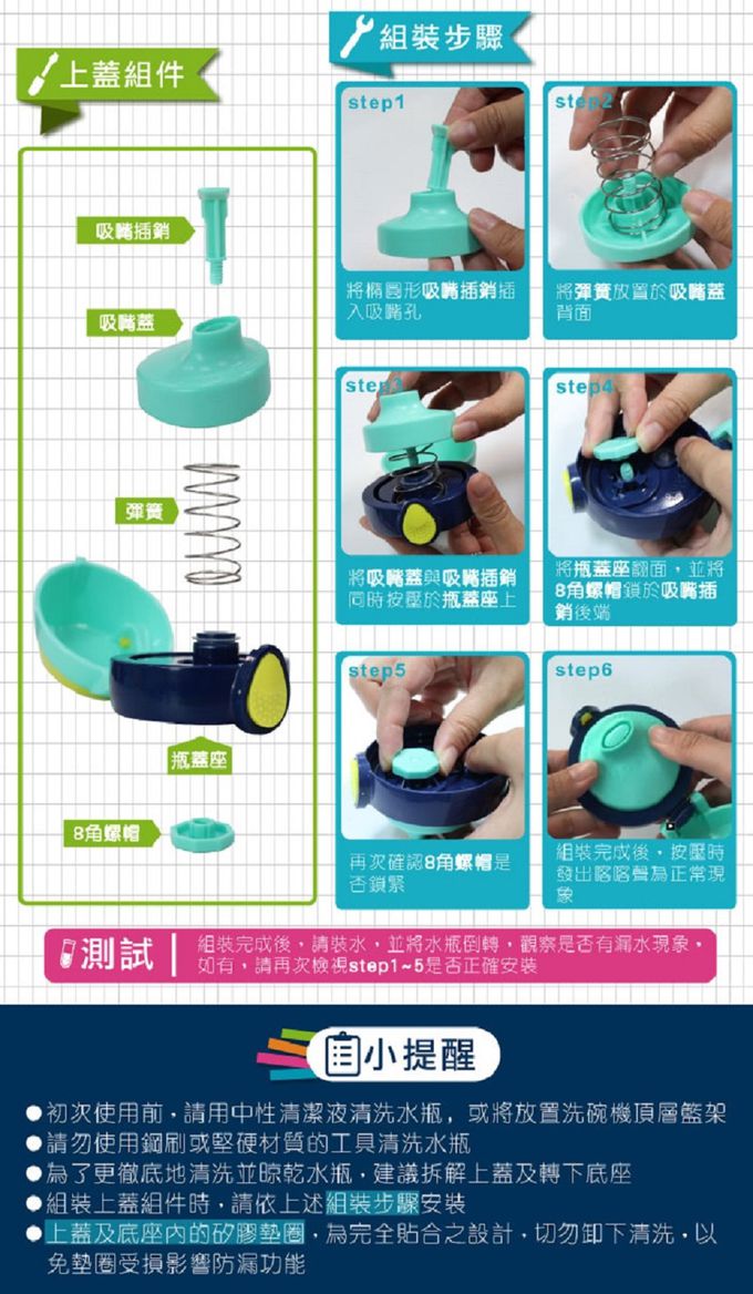 法國MAPED - 無吸管兒童概念水瓶-聰明藍-430ml