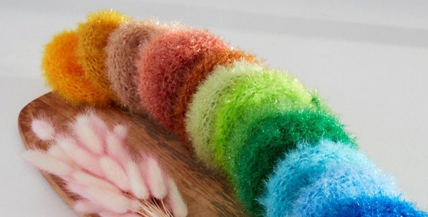 韓國製 - (五入禮盒組)手工編織洗碗刷/洗滌刷-森林黃綠