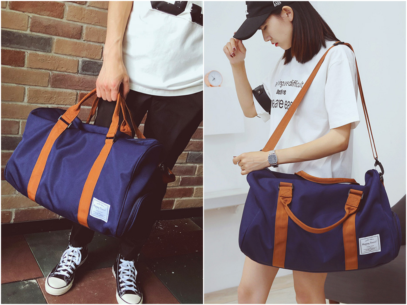 牛津布2way側背包-卡其棕