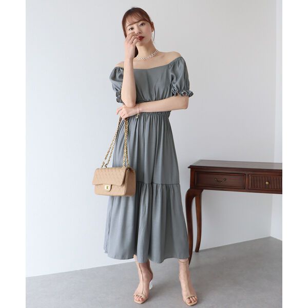 日本 BLUE EAST - 甜美氣質泡泡袖收腰洋裝-薄荷綠