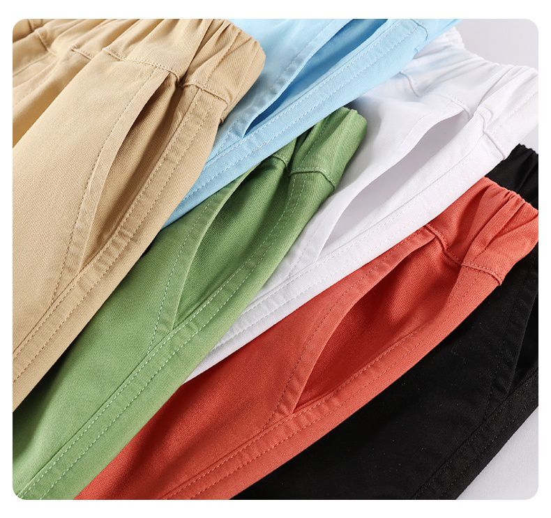 純色休閒五分褲-淺藍色