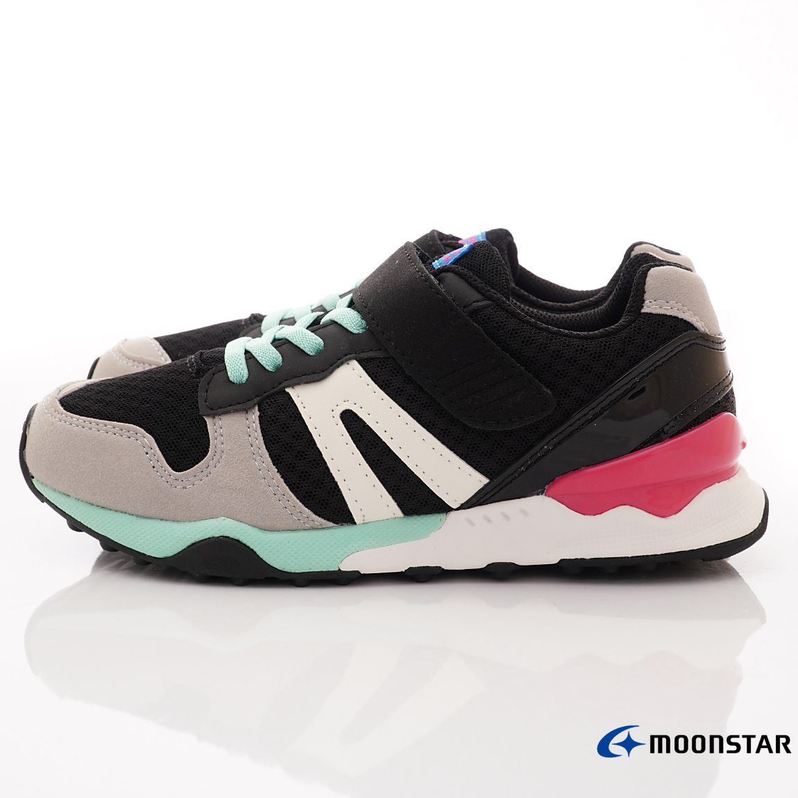 Moonstar日本月星 - 頂級HI系列穩健運動款(中大童段)-運動鞋-黑綠