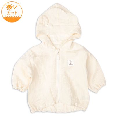 akachan honpo - 抗UV連帽外套-附小耳朵-米白色