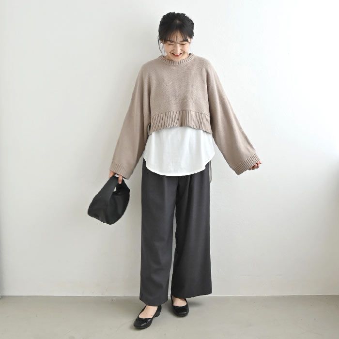 日本 ihuu - 層次穿搭針織上衣套裝-黑