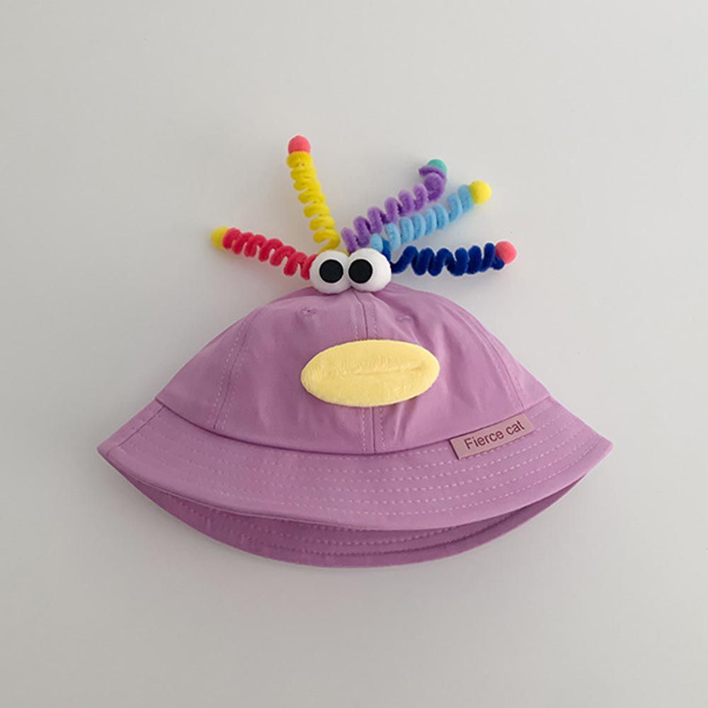 兒童防曬遮陽漁夫帽-童趣臉臉-紫色 (48-50CM)