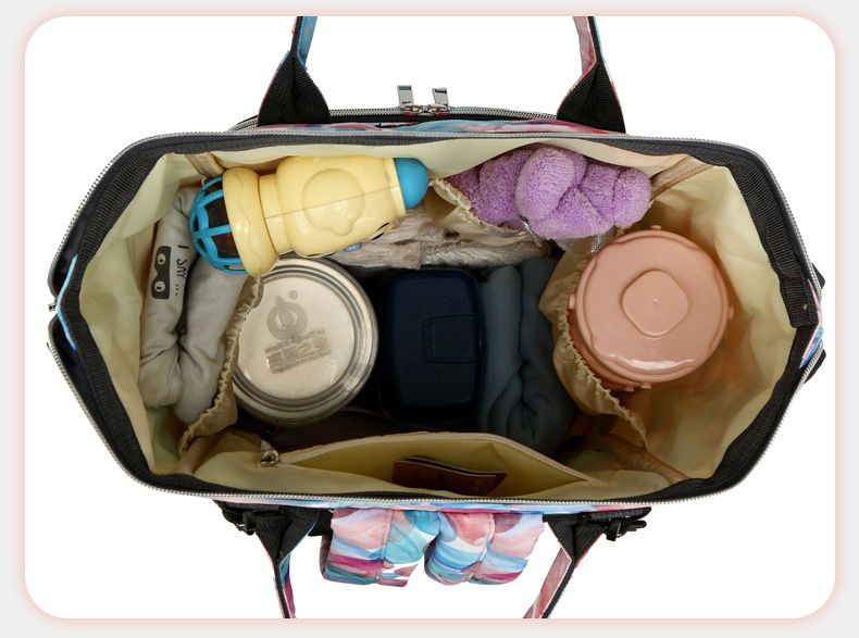 繽紛大容量媽媽包/後背包-獨角獸-淺綠色 (39x25x17cm)