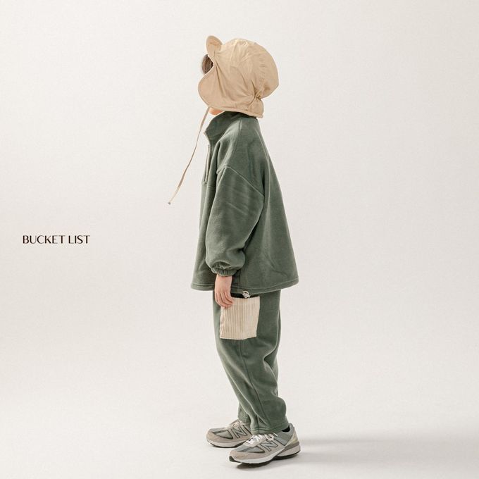 韓國 BUCKET LIST - (兩件式)簡單休閒搖粒絨套裝-玫瑰粉