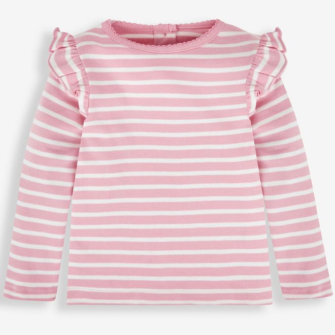 英國 JoJo Maman BeBe - 幼/兒童100%純棉長袖上衣 2 件組(可當內搭)-粉色碎花