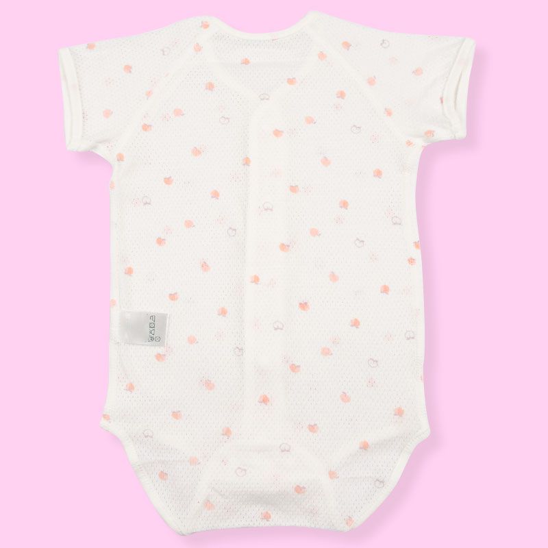 akachan honpo - 短袖前開式包屁衣-粉紅色 (80cm)