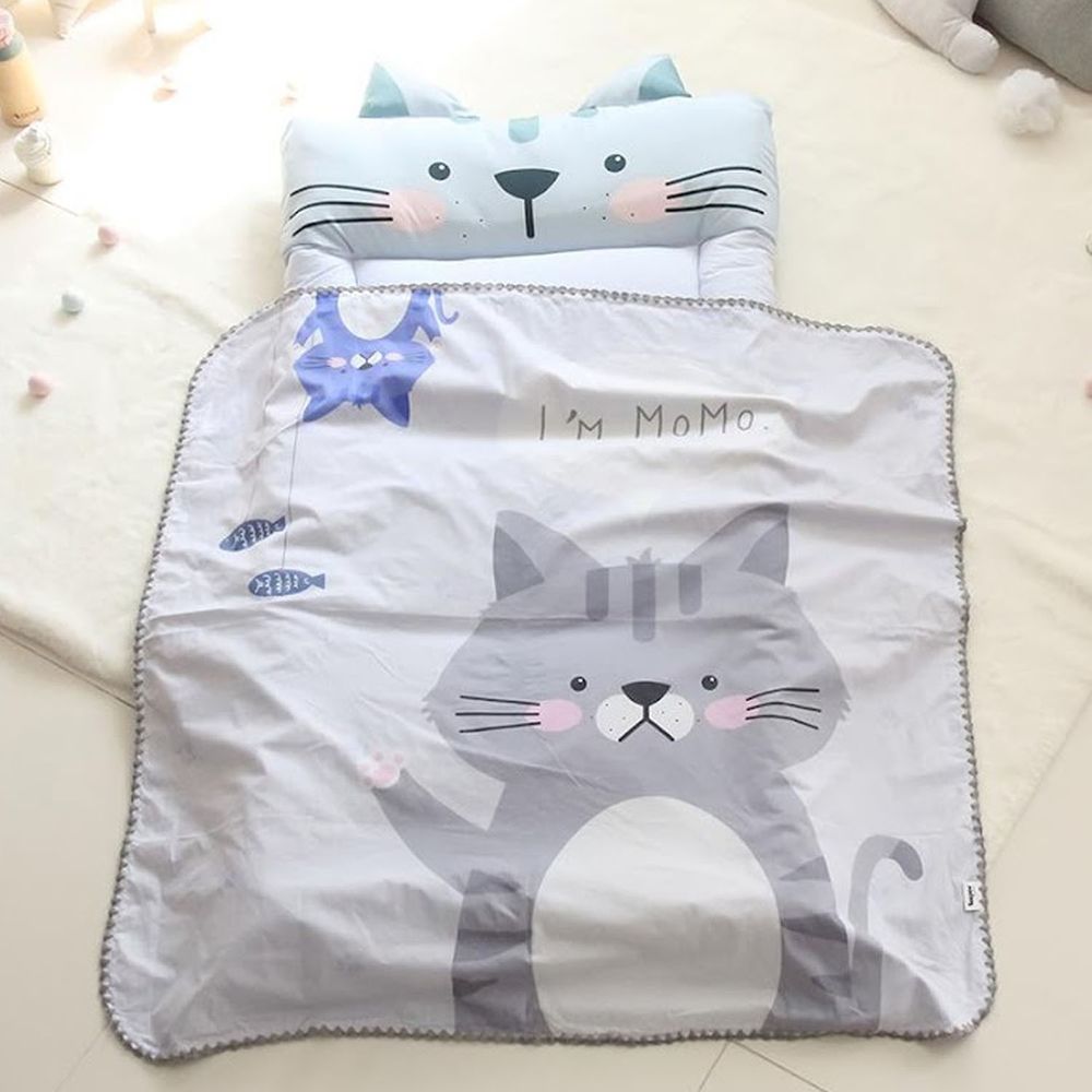韓國 Teepee - 5CM雙面厚墊兒童睡袋/寢具(無拉鏈)-害羞小貓咪