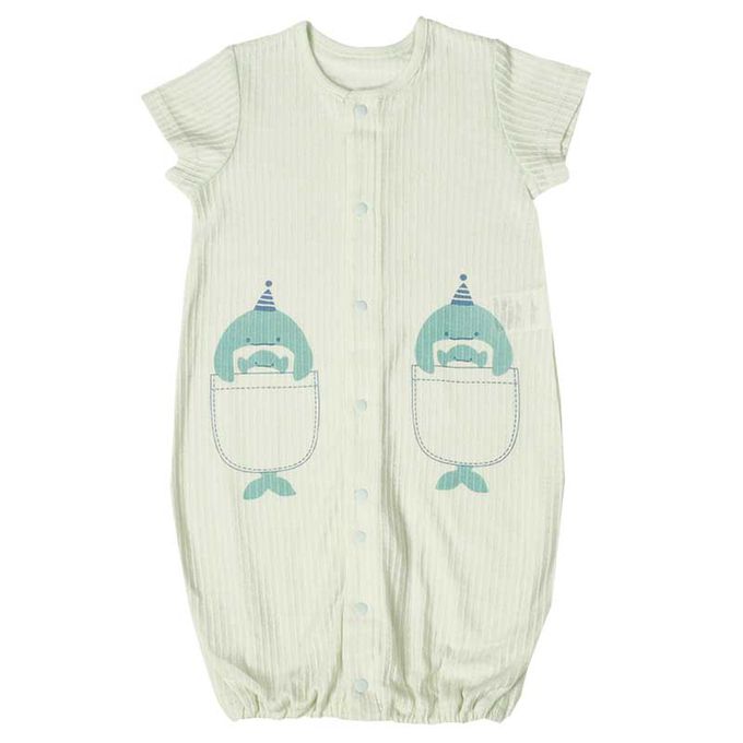 akachan honpo - 短袖涼爽連身衣-綠色 (50~60cm)