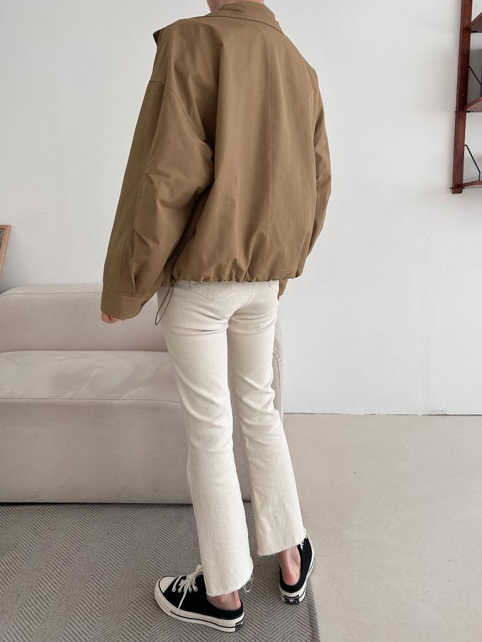 韓國女裝連線 - 秋季必備！短版風衣外套-深卡其 (FREE)