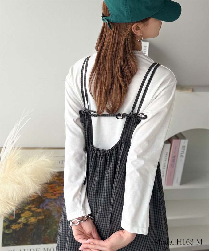 日本 Classical Elf - 成熟可愛感後綁帶吊帶洋裝-紋理-黑